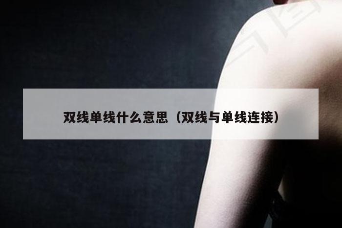 双线单线什么意思(双线与单线连接)